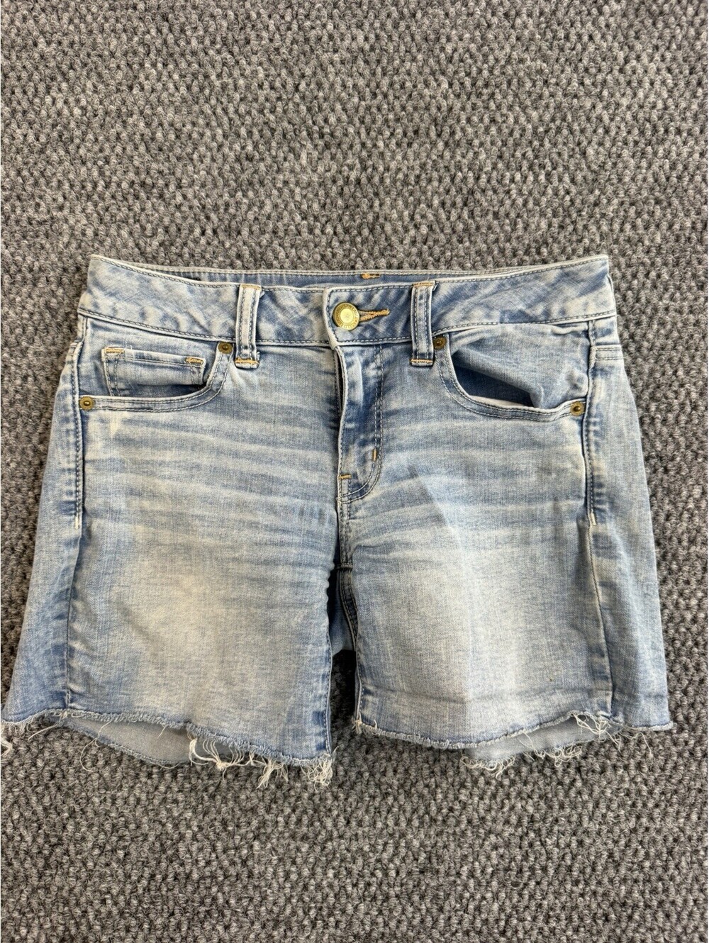 American Eagle Womens Size 4 Super Super Stretch Denim Cutoff Shorts Frayed